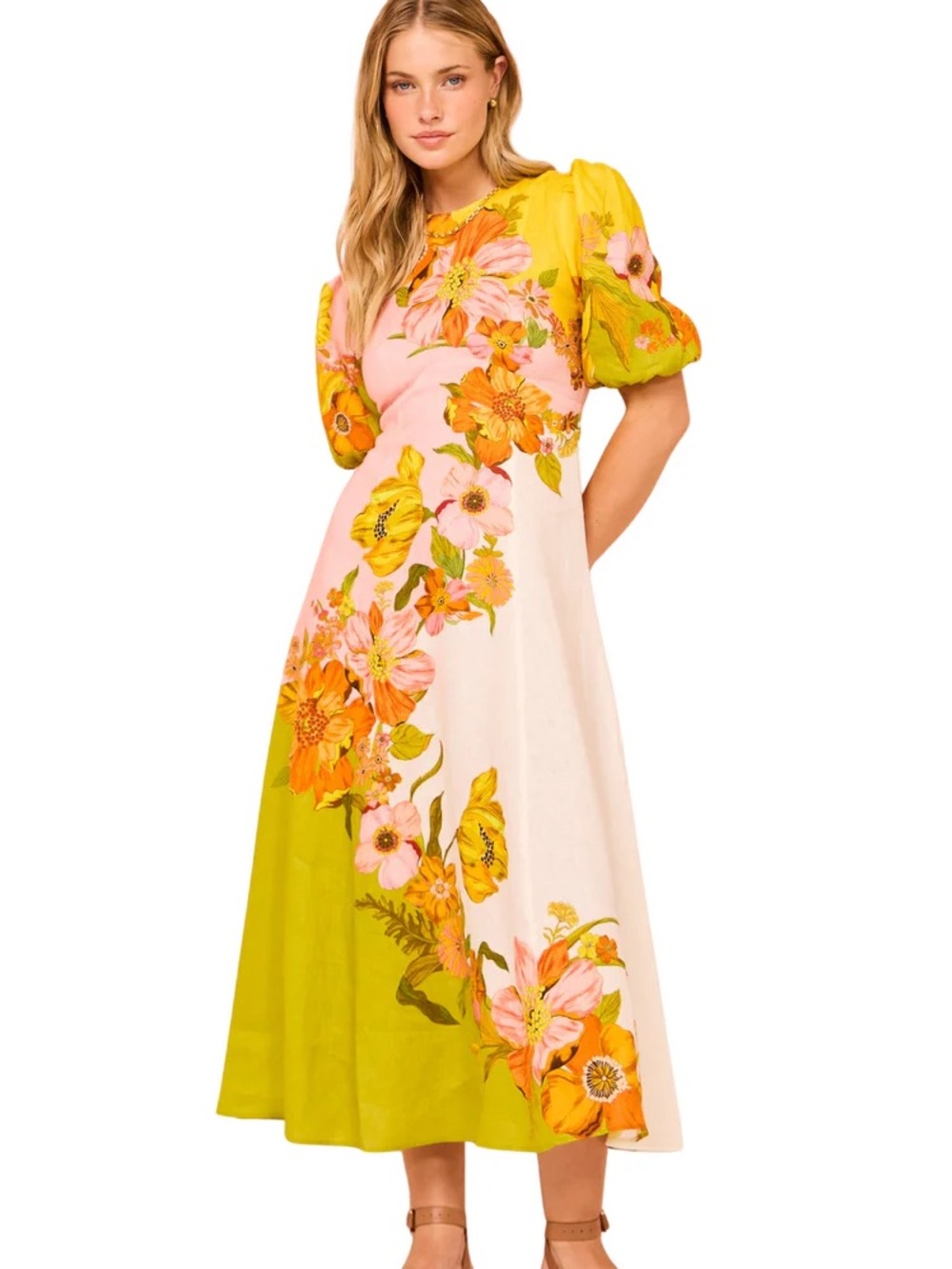 ALEMAIS Silas Midi Dress AU 8 / US 4  linen NWOT